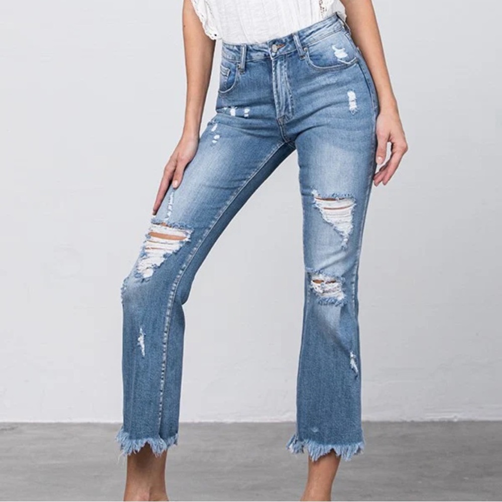 Insane Gene Sophia Crop Hem Flare Jeans | Light Wash | Size 7/27